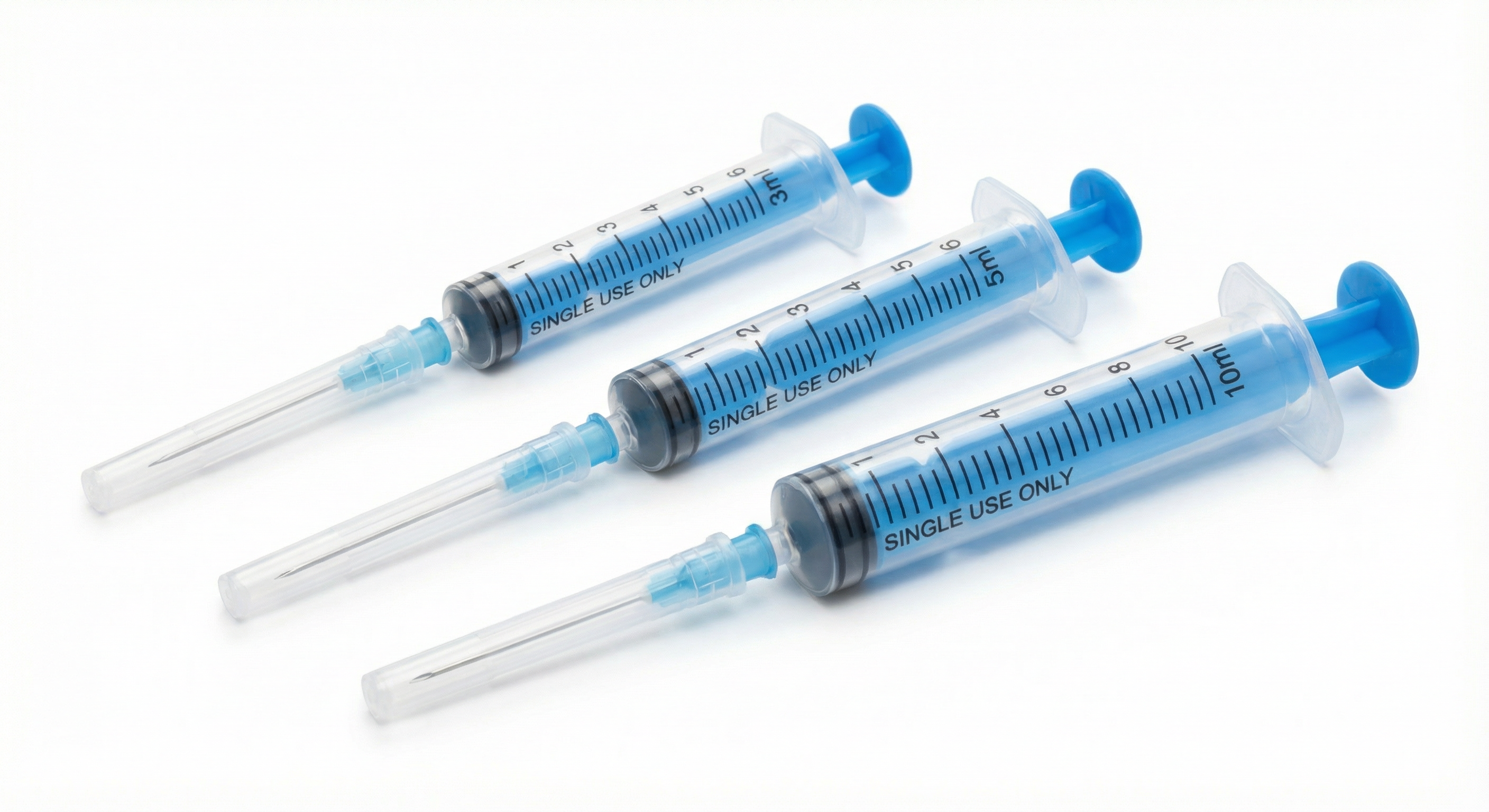 Disposable syringes - Sterile single-use syringes in various sizes for medical injections